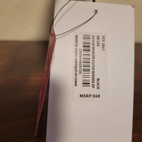 NWT Trina Turk 3/4 Flap Envelope Clutch w/ inside zipper- Black - Picture 5 of 9